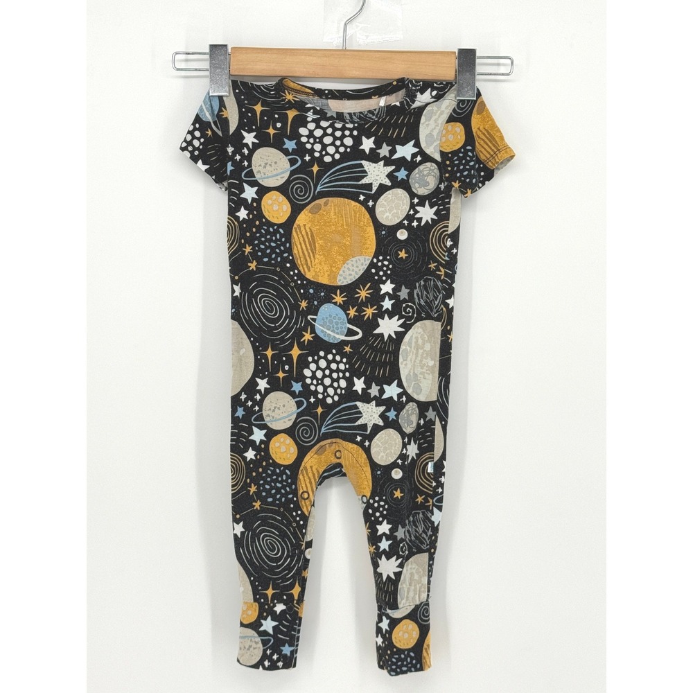 Posh Peanut Space Planets Bamboo Romper 12-18 Months Black Celestial Stars Moon